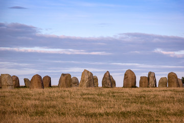 View to the stones of Ales stenar, South of Sweden