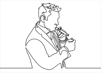 businessman smoking a big cigar-continuous line drawing
