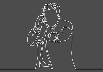 Happy businessman talking on the phone- continuous line drawing