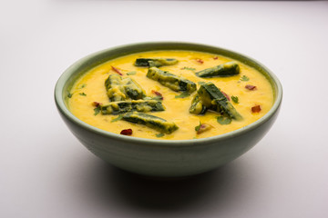 ladies finger or bhindi curry / okra masala gravy. selective focus