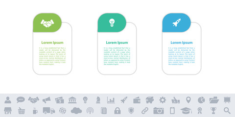 Infographic design business concept vector illustration with 3 steps or options or processes represent work flow or diagram or web button banner