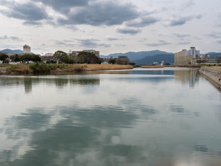 Obraz premium water flow of stream in Japan.