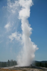 Hot spring thermal volcanic pools and geysers in Yellowstone National Park