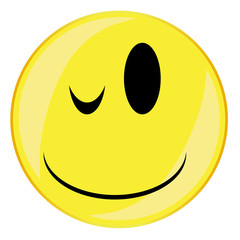 Wink Smile Face Button Isolated