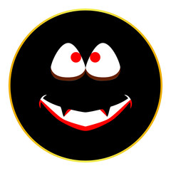 Jack O Lantern Smiley Face Button Isolated