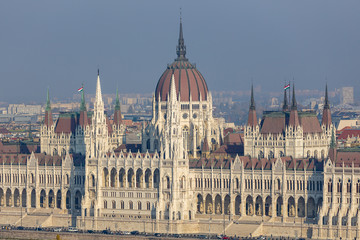 Fototapeta premium Hungarian Parliament famous building on Danube river in Budapest city