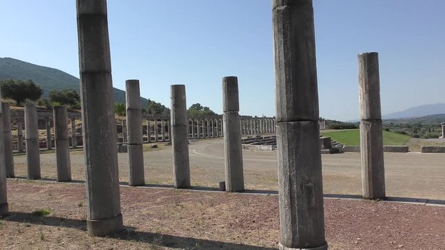 View of the Ancient Greek Stadium in Ancient Messini in Greece