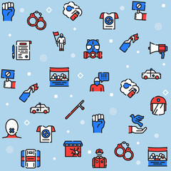 Protests items color linear icons set