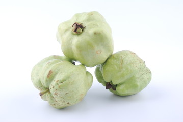 Guava (tropical fruit) on white background