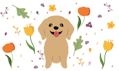 Golden retriever puppy cartoon vector