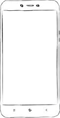 Vector illustration Smartphone on isolated white background.  Sketch phone