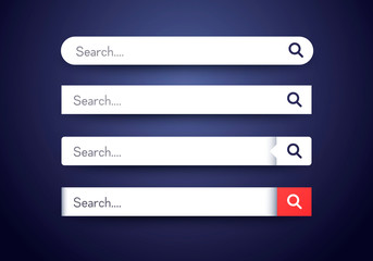 Search bar vector element design, set of modern search box templates.