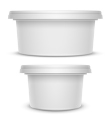 Front view of oval container. 3D illustration isolated on white background.