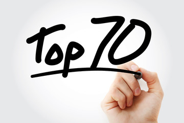 Top 70 text with marker, business concept background