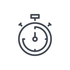 Stopwatch with time piece line icon. Timer countdown vector outline sign.