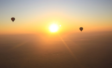 morning with balloons at dawn