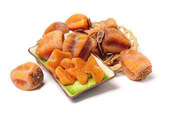 dried persimmon on white background 