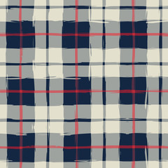 Seamless pattern paint brush plaid grunge style watercolor imitation gingham