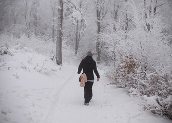 woman in the forest, winter