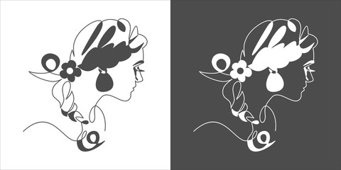 Abstract portrait of romantic woman face. illustration.