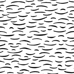 Seamless pattern with abstract simple elements on a white background. Hand drawn doodle illustration with lines. Design template, fabric, wallpaper, cover, packaging, wrapper.