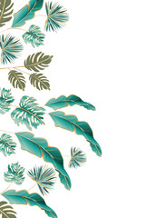 Isolated tropical green leaves vector design