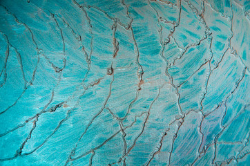 Naklejka premium Modern art abstract pattern of curved lines oil paints on azure metallic background