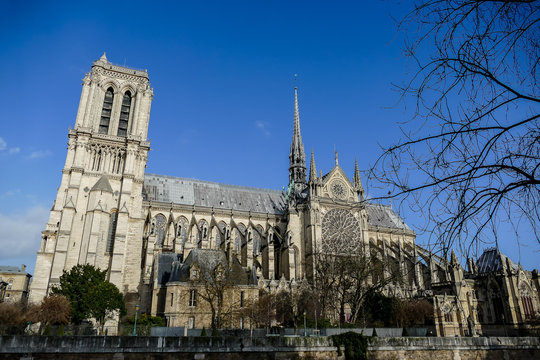 Notre Dame de paris Church cathedral detail, Photo image a Beautiful panoramic view of Paris Metropolitan City