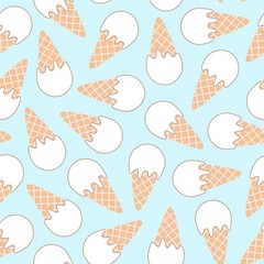 Iice cream pattern. Seamless pattern with ice-cream cone. Vector illustration. - 309361706