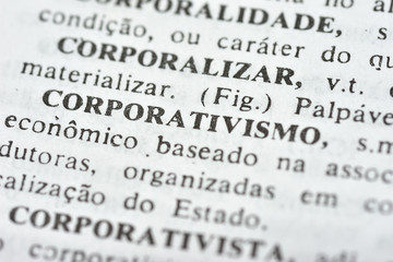 Fototapeta premium A palavra Corporativismo impressa num dicionário