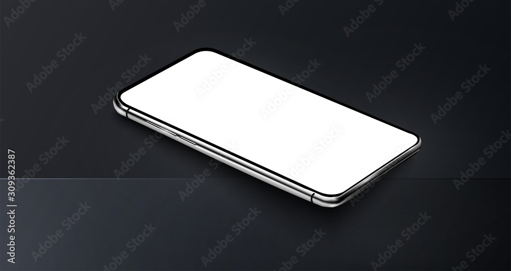 Leinwandbilder smartphone frame less blank screen. smartphone perspective view. 3d backdrop. vector illustration. c