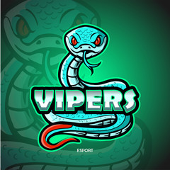  Viper snake mascot esport logo design.