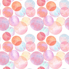 Seamless pattern of watercolor pink circles. Abstract background. Design for backgrounds, wallpapers, covers and packaging, prints for textiles