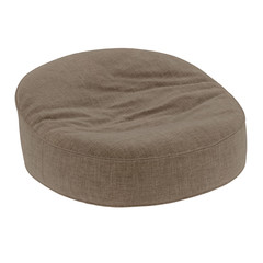 A soft round brown pouf made of fabric against an isolated background. 3d rendering