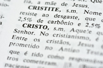 A palavra Cristo impressa num dicionário
