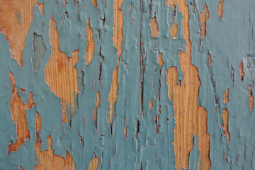Old painted damaged wood with scratches
