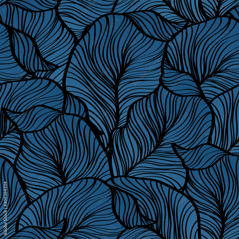 Poster vector illustration retro seamless pattern with abstract leaves