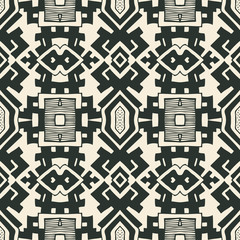 Seamless Pattern With Hand Drawn Ethnic Abstract Background. Vector Illustration