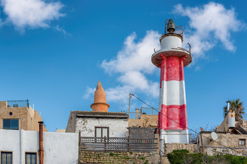 Old lighthouse at the old Jaffa port. Tel Aviv, Israel