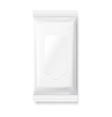 Wet wipes flow pack isolated on white background. Template for your design. Vector illustration. EPS10.	