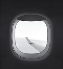 Airplane window. Vector illustration isolated on white white background. Ready for your design, promo and ect. EPS10.	