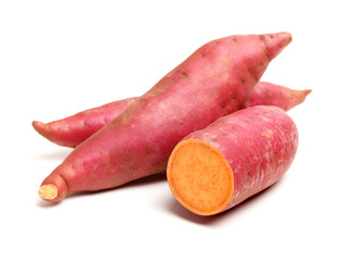 sweet potatoes on the white background