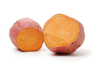 sweet potatoes on the white background