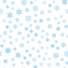 Snowflakes blue seamless. Winter Christmas texture. Packaging. Vector object on isolated background.