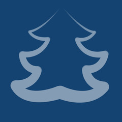 Contour shape of New Year and Christmas fir tree in tredny classic blue color of 2020 pantone holiday illustration