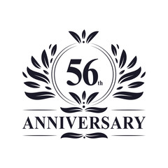 56 years Anniversary logo, luxurious 56th Anniversary design celebration.