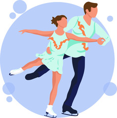 Pair figure skating. Athlete on the rink.Flat Vector illustartion. Figure skating. Athletes Winter sport illustration. A man and a woman in motion vector images. Elements of figure skating.