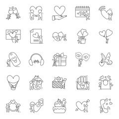 Love And Party Celebration Line Icons Pack 