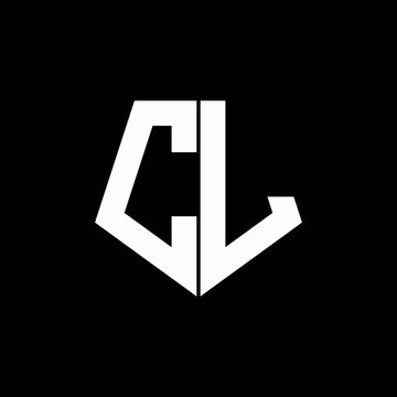 CL logo monogram with pentagon shape style design template