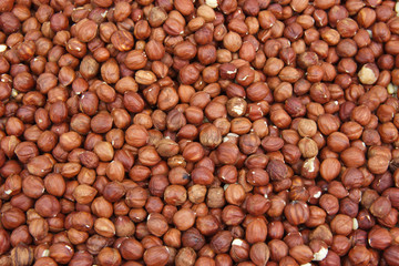 Ripe hazelnuts of the new crop at the farmers market.